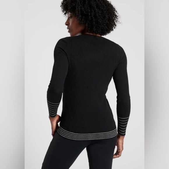Athleta Black Ribbed Knit Long Sleeve Sweater - Picture 2 of 6